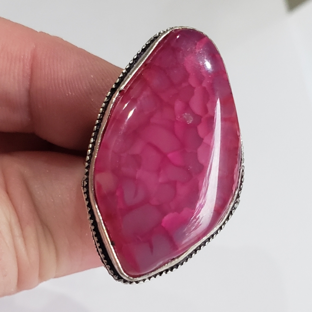 Handmade Pink Rhodonite 925 silver  ring. New never worn.